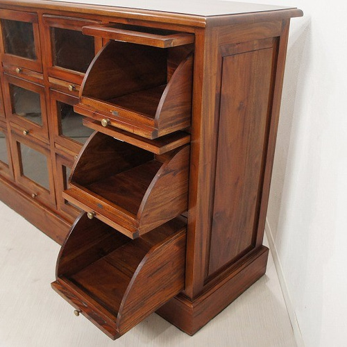 アンティーク調 シューズラック ショーケース カウンター 引出し12杯