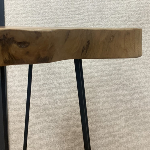 送料無料】チーク 切り株 木目天板 鉄脚テーブル サイドテーブル