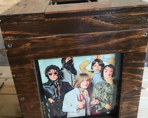 木製レコードケース 7インチ・サイズ (取手 ブラック) その他家具