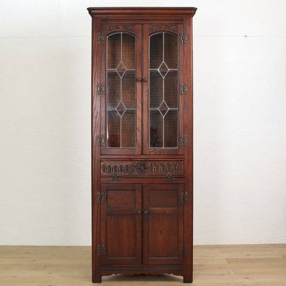 英国アンティーク 高級キャビネット スリム オールドチャーム様式