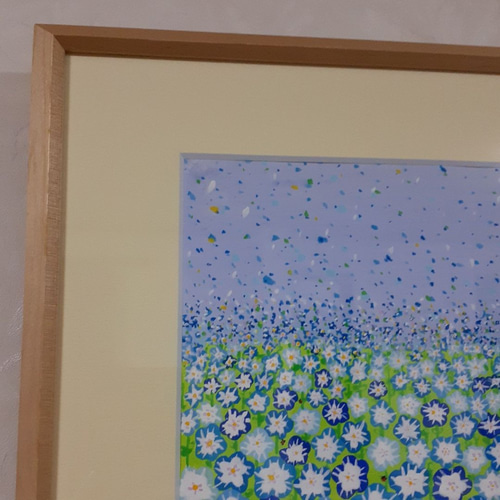 ハッピーネモフィラ畑2019年アクリルガッシュ小楠アキコ作品