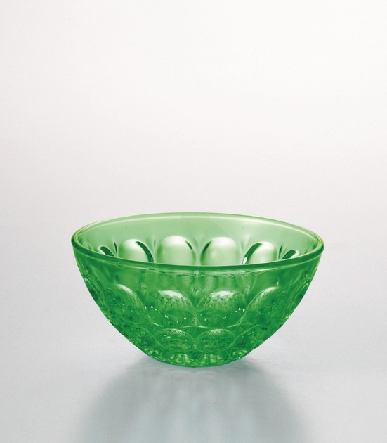 フラワー型ガラスボウル グリーンイエロー フラワー型ガラスボウル
