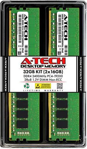 A-Tech 32GB (2x16GB) DDR4 2400MHz DIMM PC4-19200 UDIMM Non-ECC