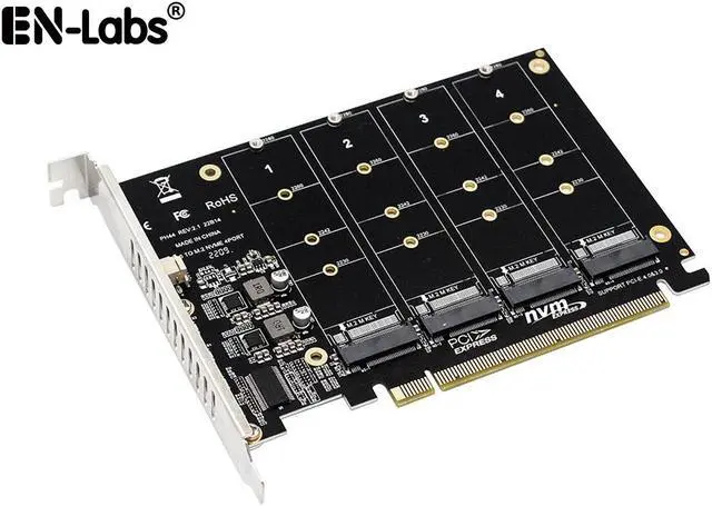 Quad M.2 NVME SSD to PCIe 4.0/3.0 x16 Expansion Card,4-Drive M-Key