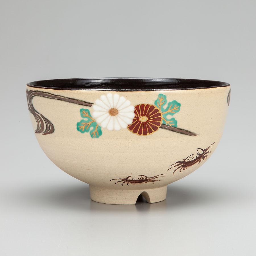 真葛香雲 鵬雲斎書付 紅仁清 吉祥瓢箪 赤色 金彩 茶碗 真葛香雲