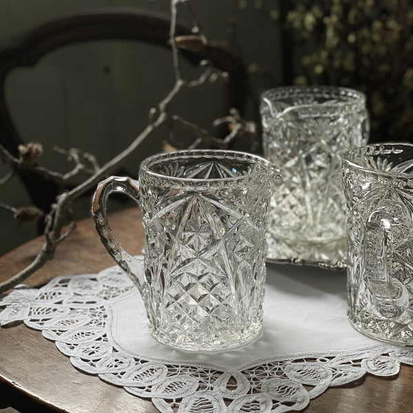 USA製アメリカンヴィンテージガラスピッチャージャグ水差し蓋付き