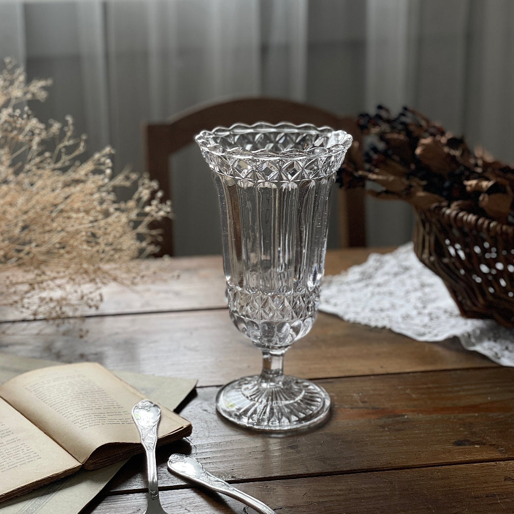 フランスアンティーク オパールセントガラスの花瓶 グラス 花器 花入れ