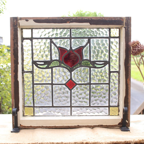 西洋アンティーク 大 ステンドグラス 縦 37cm×横 37cm 西洋