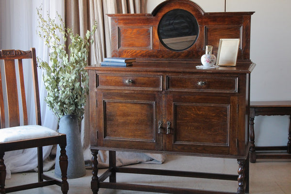 1930年代オーク材ミラーバックサイドボード（横幅106cm） イギリス