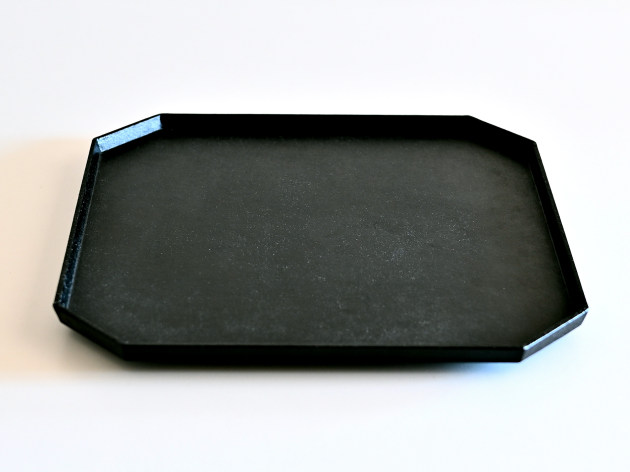 蝶野秀紀 八角盆（黒・正方形・和紙貼）31cm角