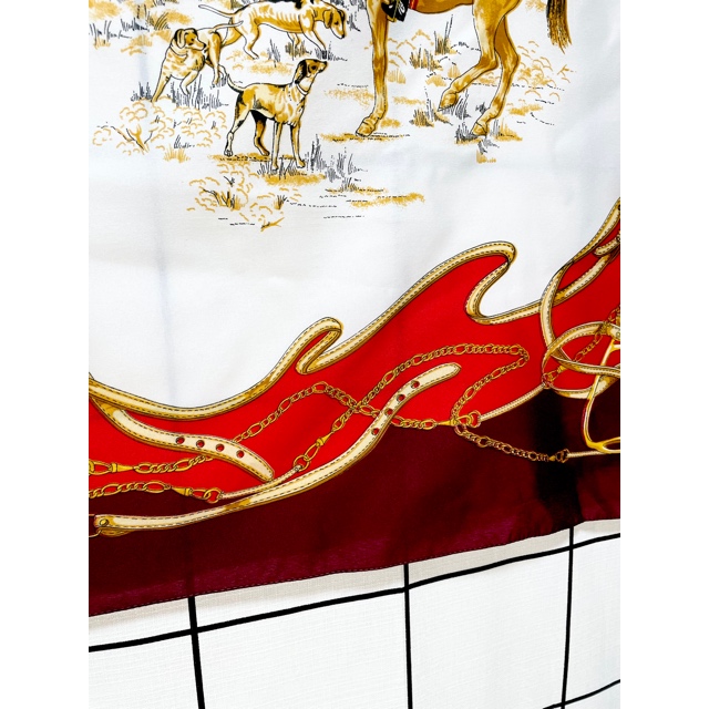 Italy製 イタリア 馬 犬 レトロアンティーク ヴィンテージスカーフ