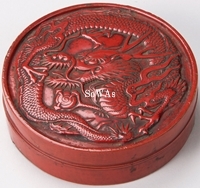 中国美術 古玩 堆朱 剔紅 漆彫 龍紋樣 寶相花紋樣 煙皿 置物 Yahoo