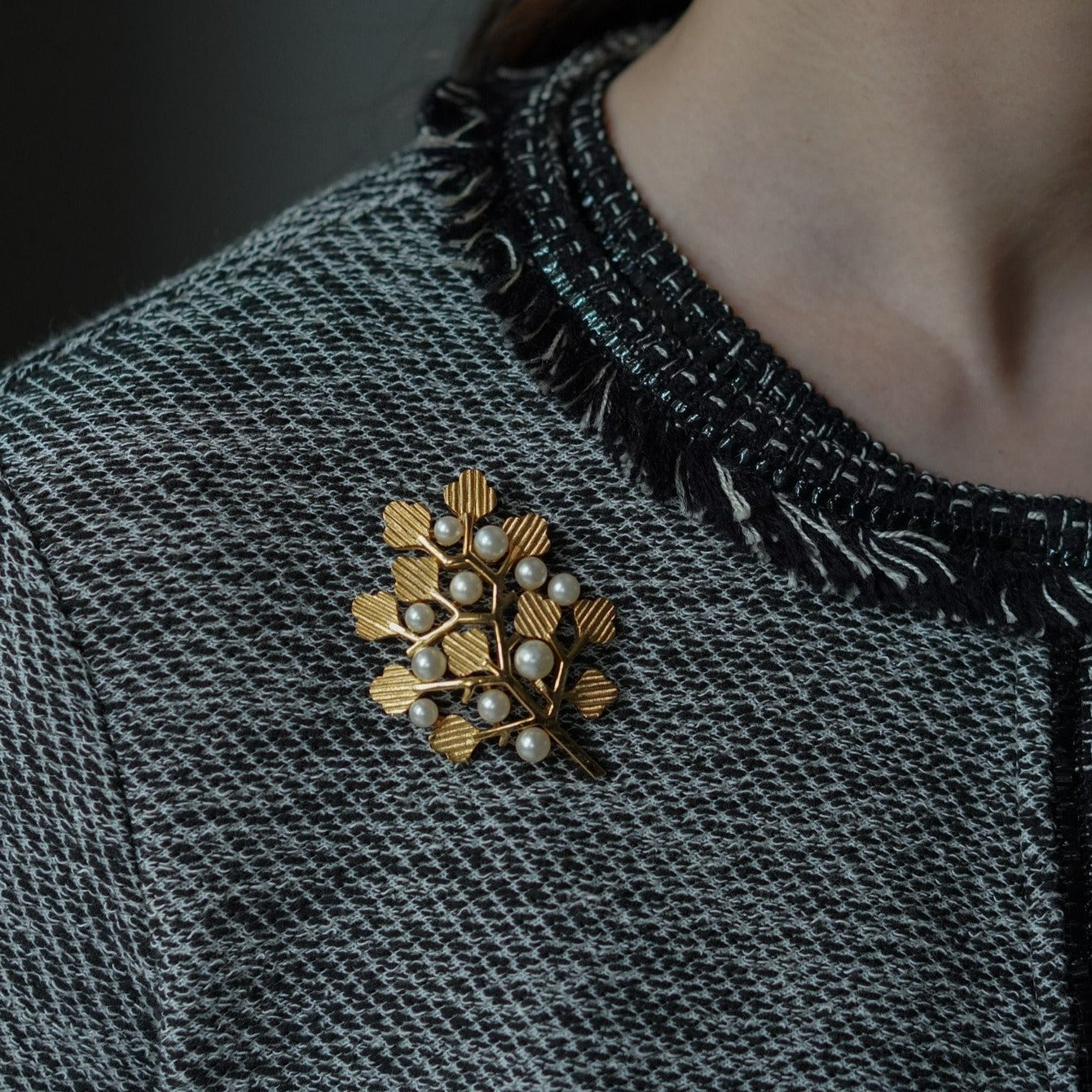 trifari イヤリング・ブローチセット パール ゴールド trifari