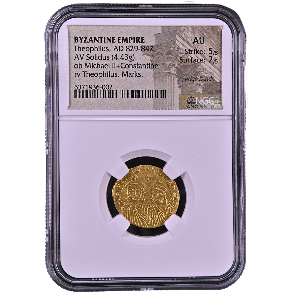 Theophilus Byzantine Gold Solidus NGC AU Strike 5/5 - CV Coin