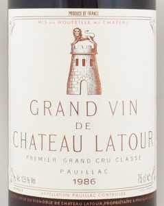 送料無料】1986年 シャトー ラトゥール CHATEAU LATOUR