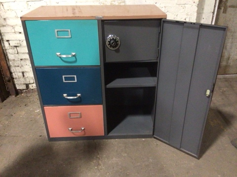 File Cabinet - Cole Steel - MCM Multi Color , With Safe