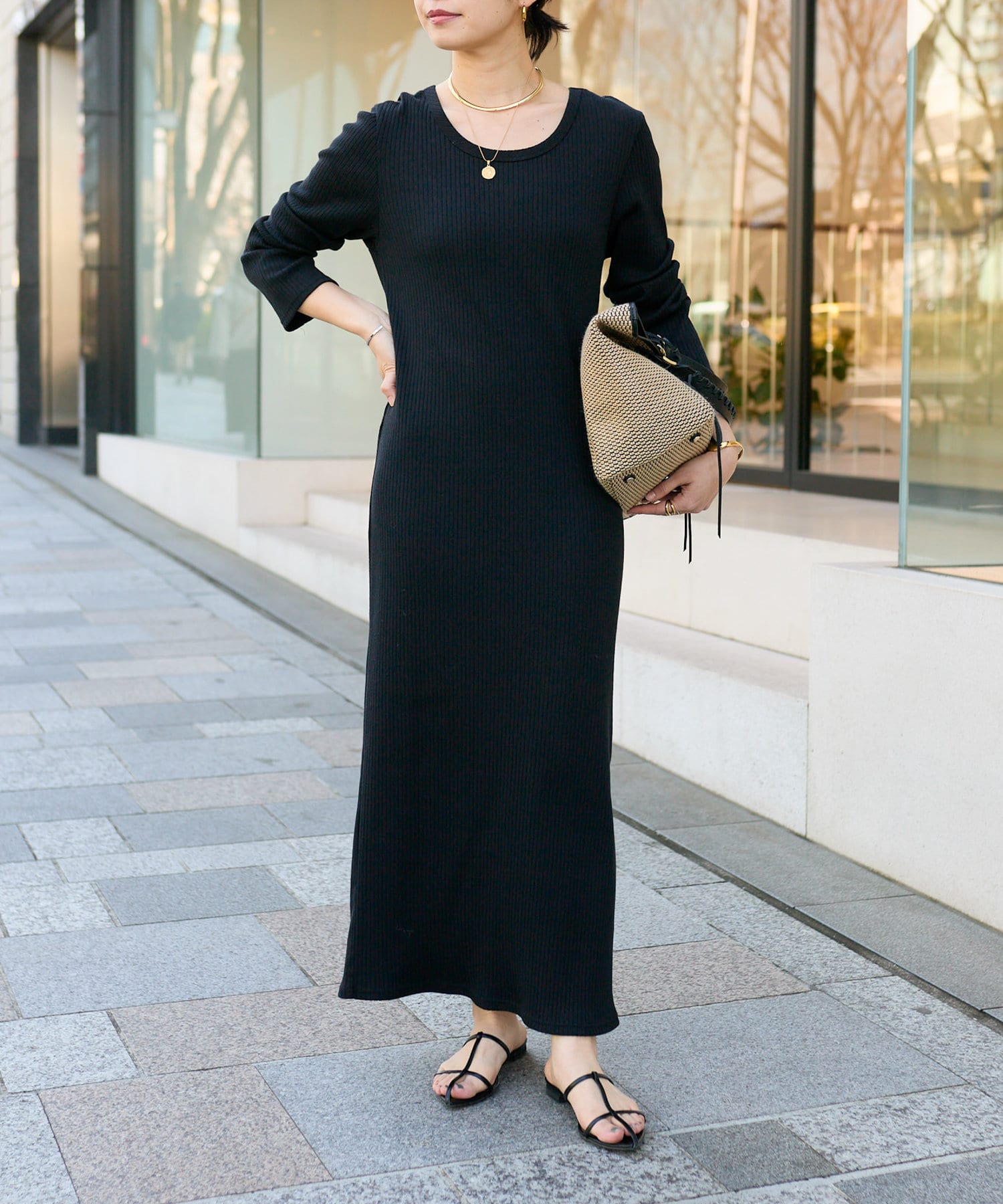 全骨格細見え】2WAYロングリブワンピース | RIVE DROITE(リヴドロワ