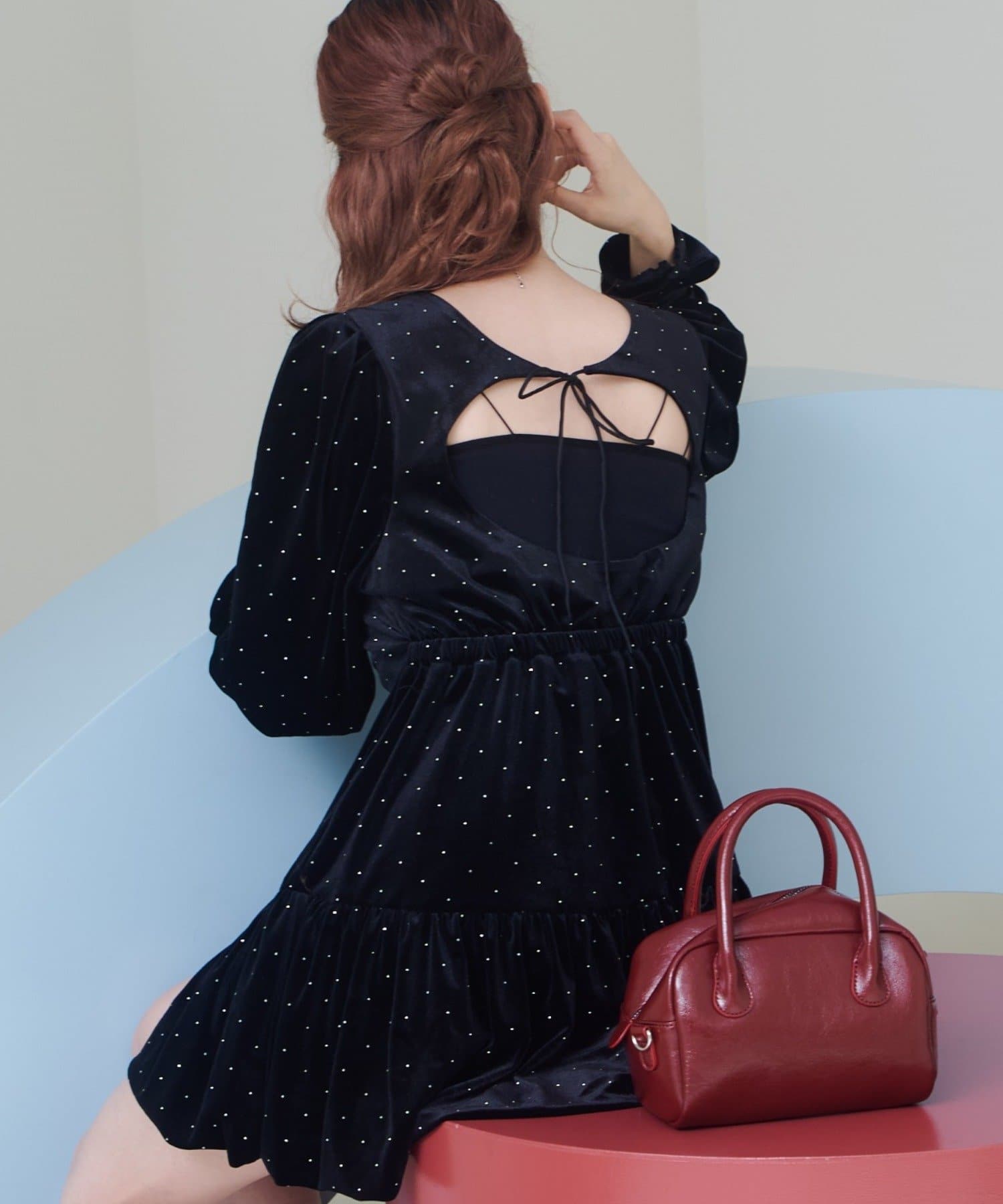 結婚式/オケージョン】ベロアスタッズミニワンピース | Kastane