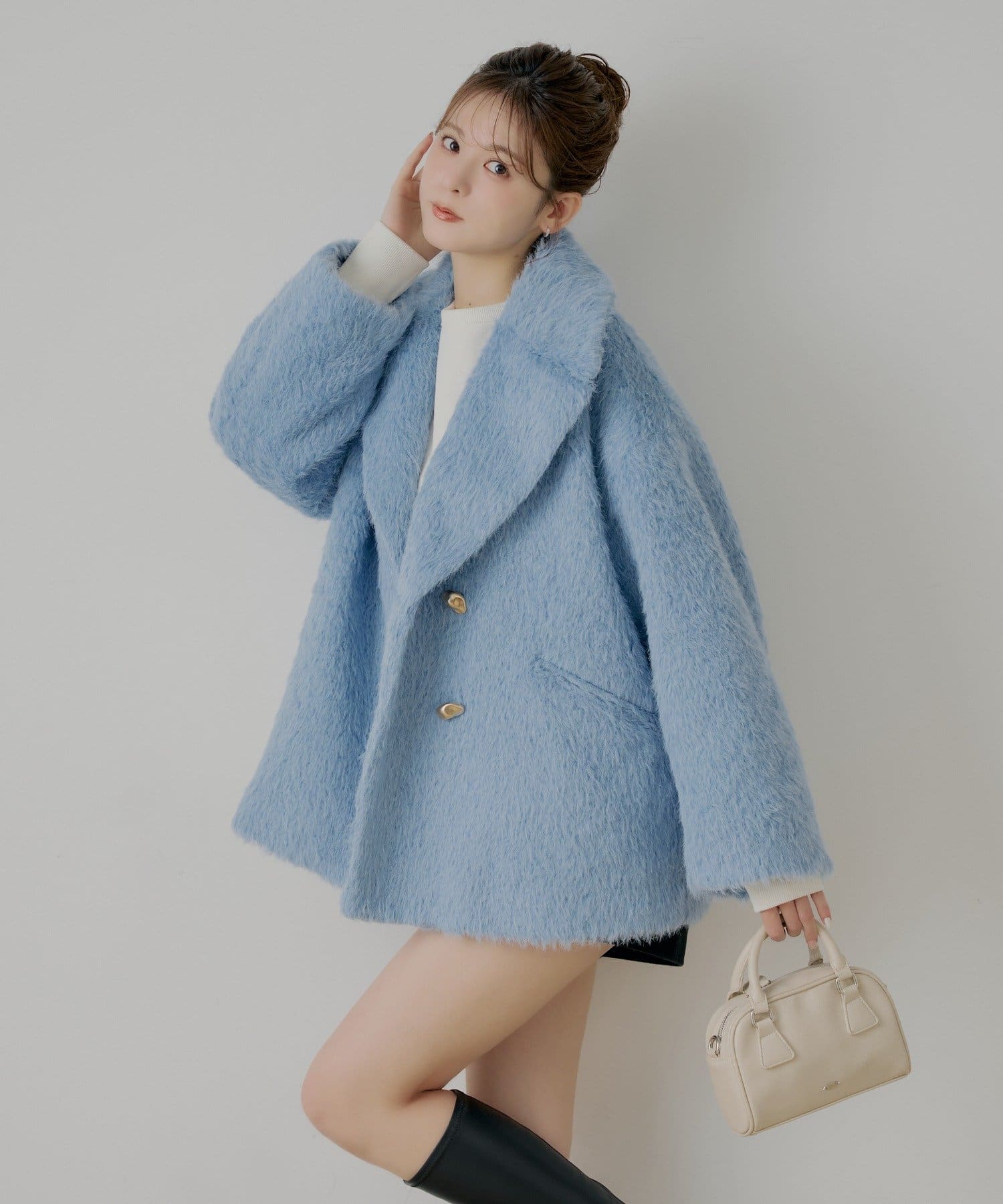 金ボタンシャギーミディジャケットコート | Chico(チコ)レディース