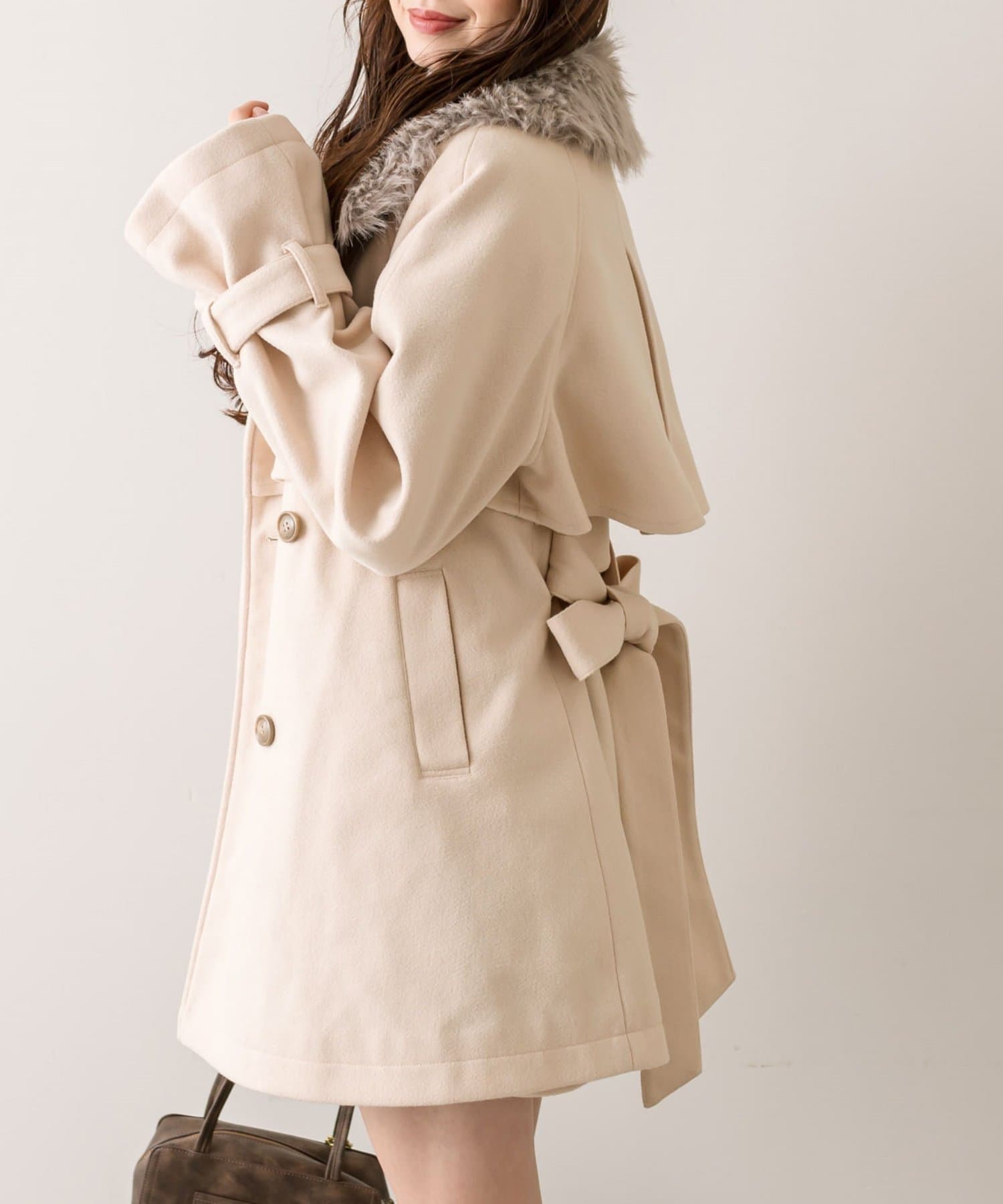 完売カラー再販開始！】ファーティペットミドル丈コート | OLIVE des