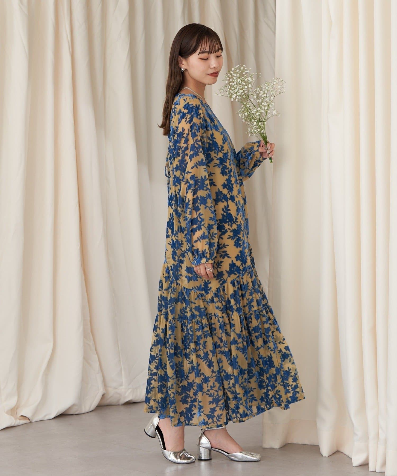 前後2WAY】ベロアフラワーティアードワンピース | CIAOPANIC(チャオ