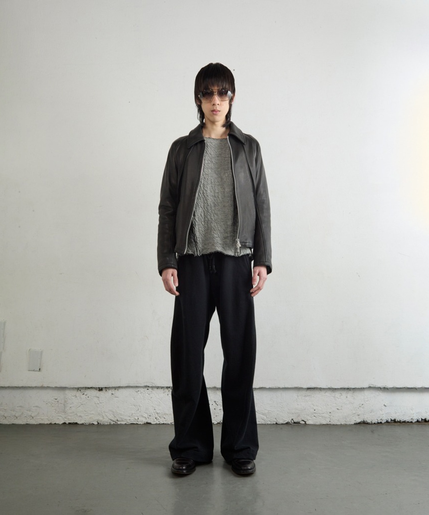 LEATHER PANELED ZIP UP JACKET(2 BLACK): NVRFRGT: MENS｜CONZ ONLINE