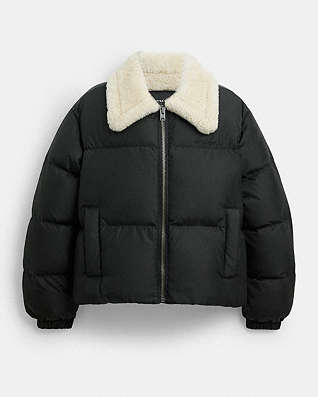 COACH® Outlet | Coach X Schott Nylon Shearling Coat