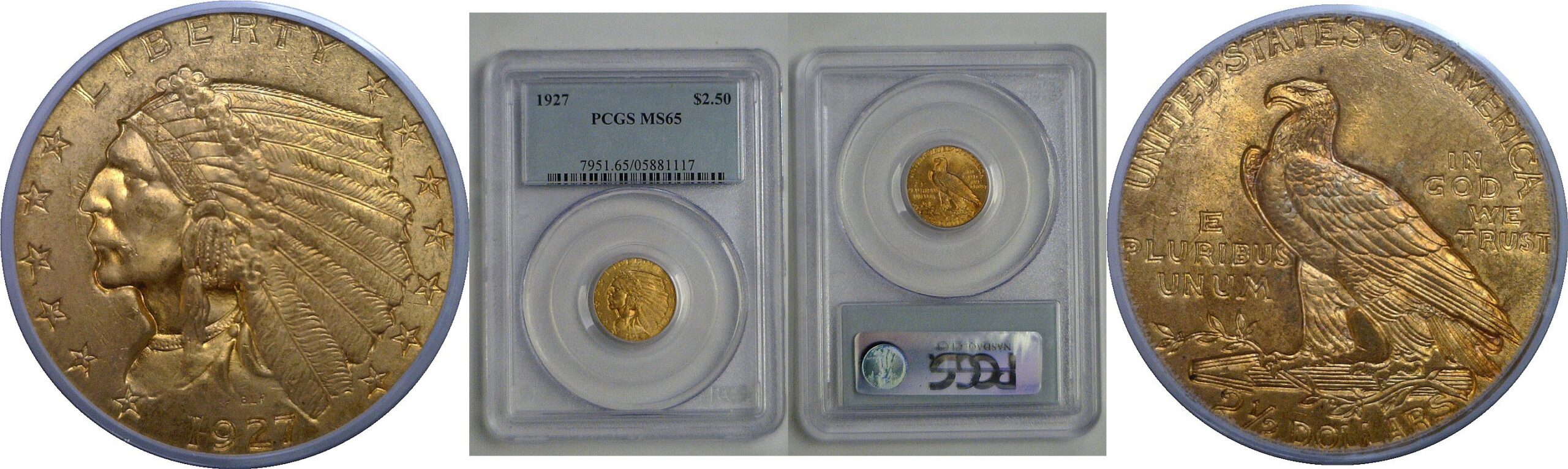 1927 $2 1/2 Indian PCGS MS-65 - Coast to Coast Coins & Currency