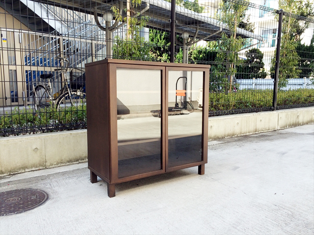 無印良品/MUJI 廃盤 タモ材 ガラスキャビネット 80cm ZR24248 無印良品