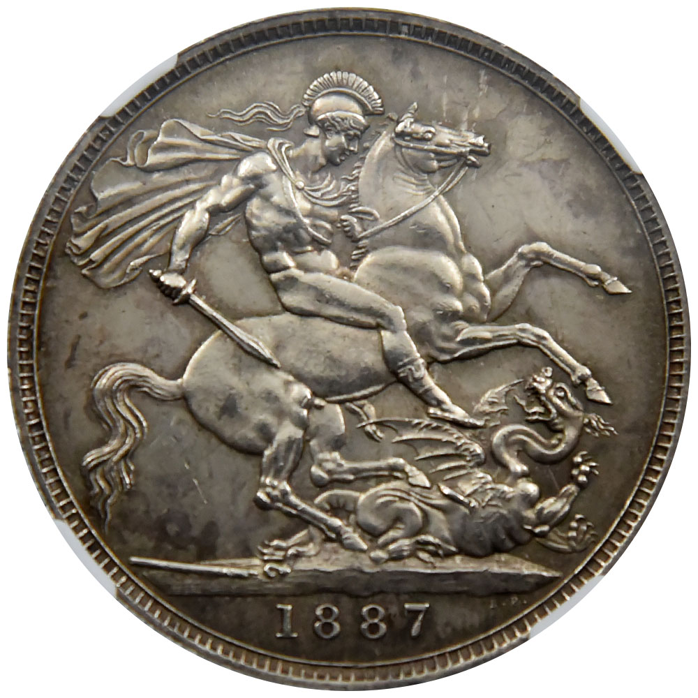 イギリス 1887 ヴィクトリア女王 クラウン 銀貨 NGC MS 64 ジュビリー