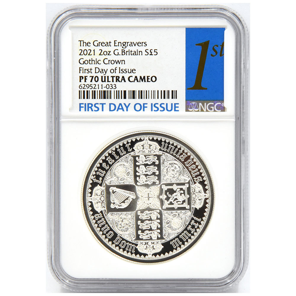 2021年イギリス ゴシッククラウンリバースシールド2oz NGC PF70UC