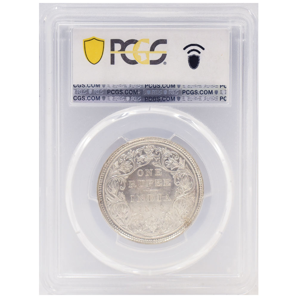 英領インド 1862(C or B) ヴィクトリア 1ルピー 銀貨 PCGS MS63 49435989