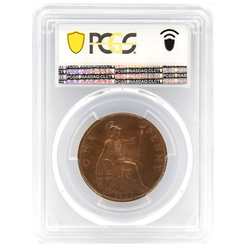 イギリス 1901 ヴィクトリア女王 1ペニー 銅貨 PCGS MS65RB オールド