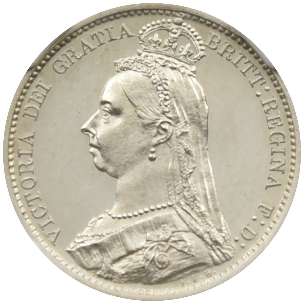 イギリス 1887 ヴィクトリア女王 6ペンス 銀貨 NGC PF62CAMEO