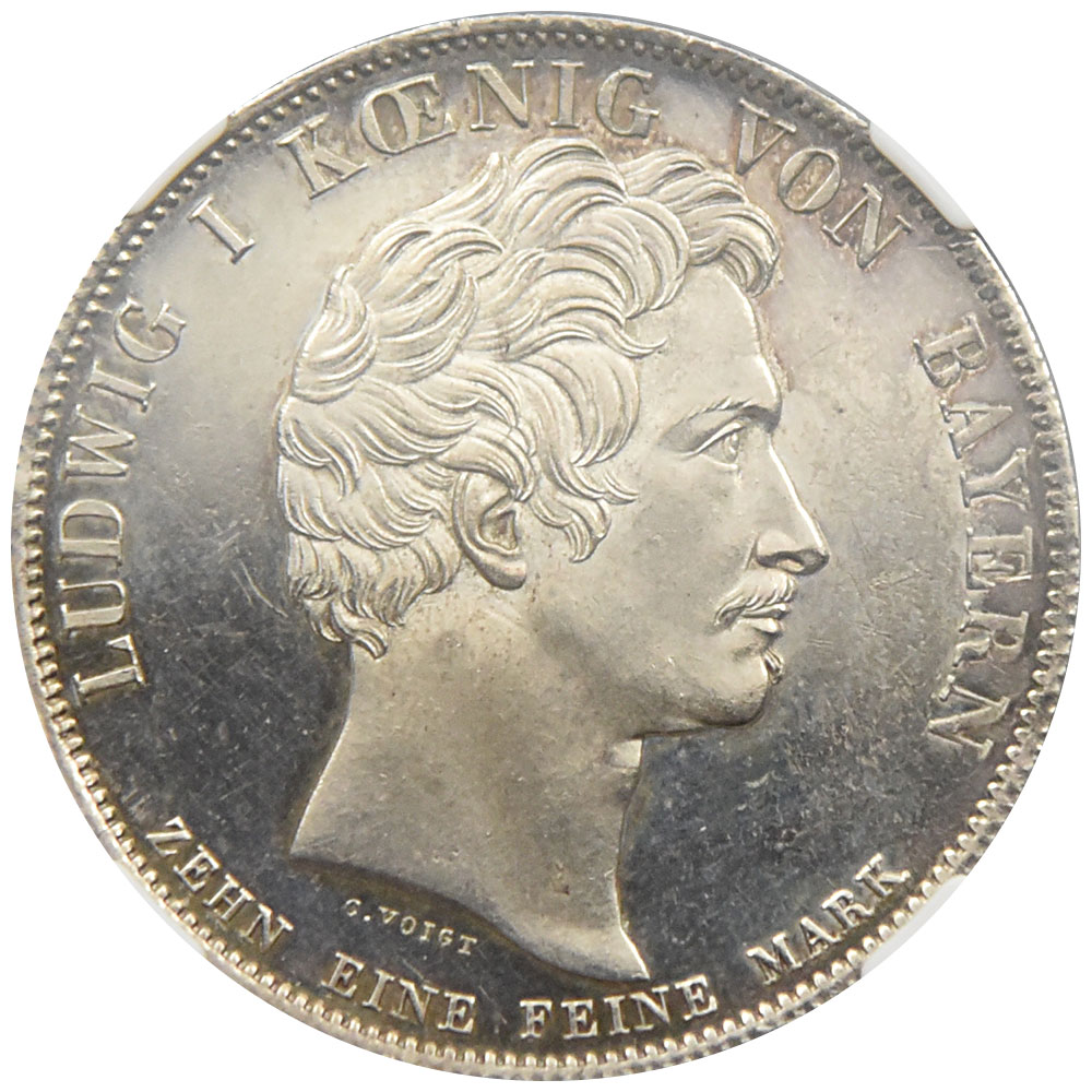 ドイツ 1834 ルートヴィヒ1世 ターラー 銀貨 NGC MS 62 PL 州議会