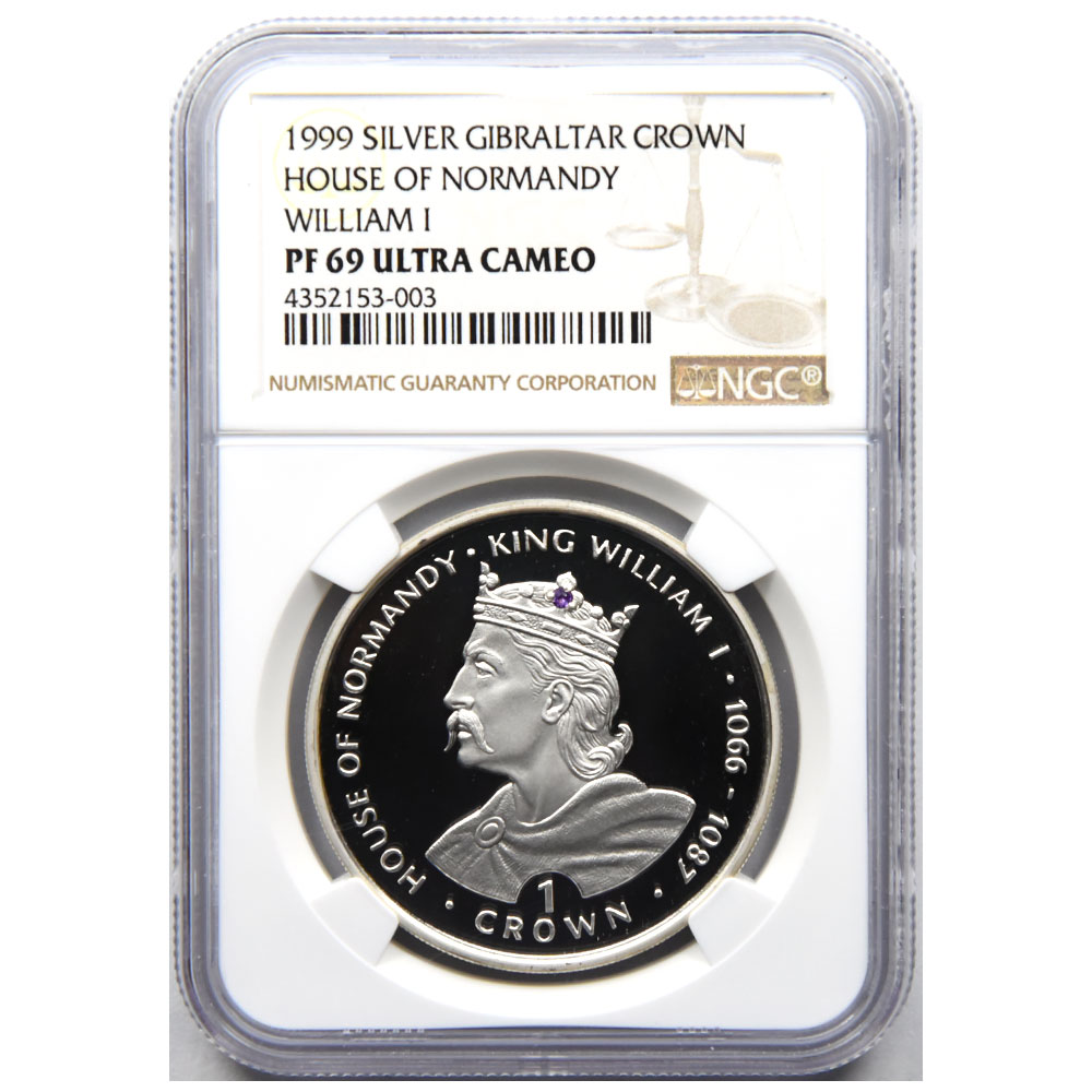 ジブラルタル 1999 エリザベス2世 クラウン 銀貨 NGC PF 69 ULTRA