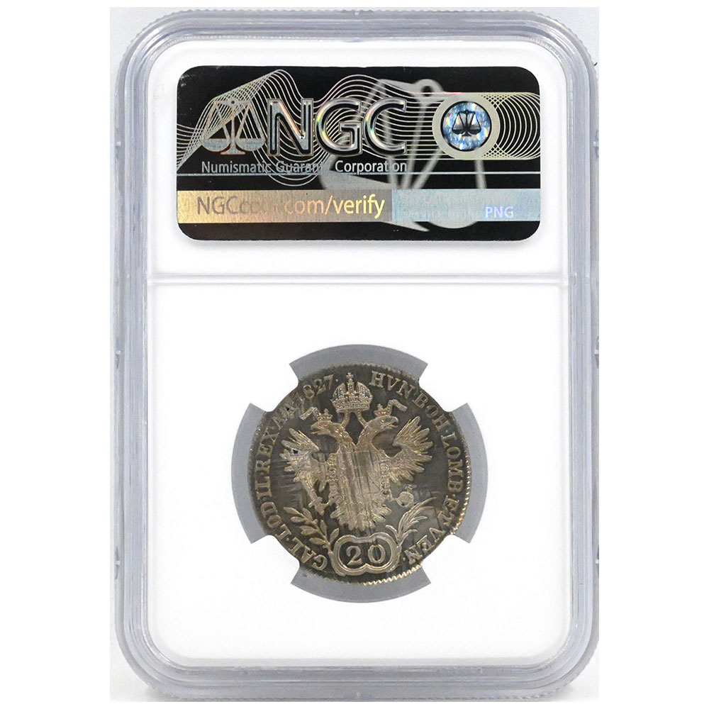 オーストリア 1827A フランツ1世 20クロイツァー 銀貨 NGC MS63 5972498009