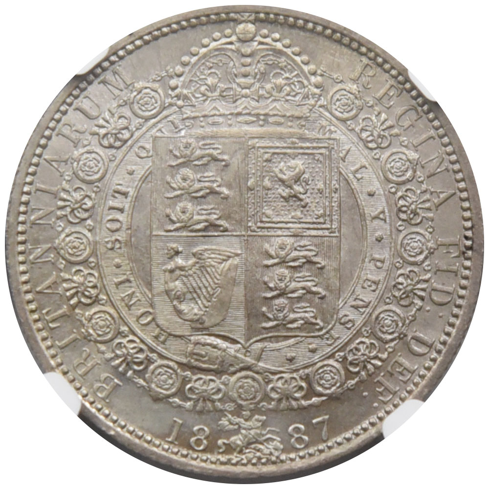 イギリス 1887 ヴィクトリア ハーフクラウン 銀貨 NGC MS65 ジュビリー
