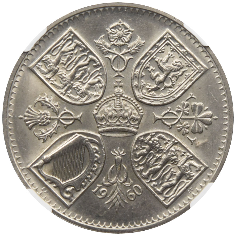 イギリス 1960 エリザベス2世 クラウン 白銅貨 NGC MS65 ニューヨーク