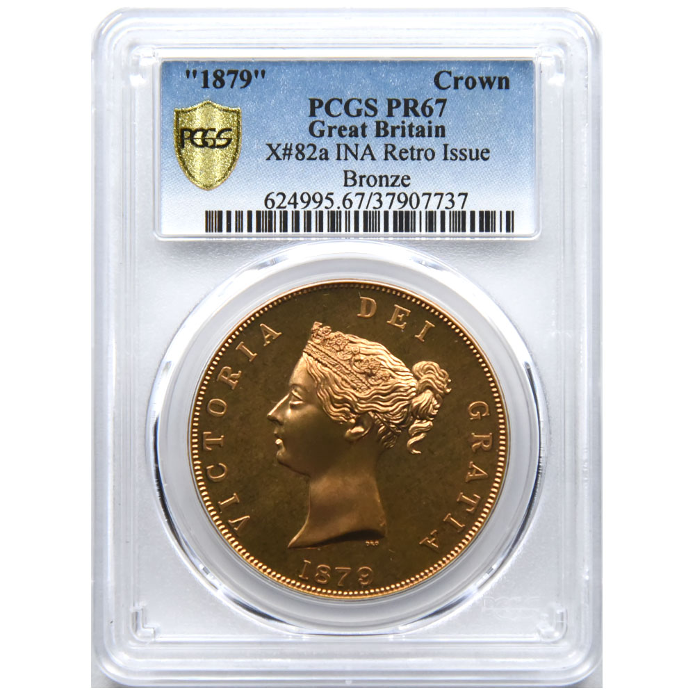 イギリス ”1879” ヴィクトリア女王 クラウン 青銅貨 PCGS PR67 37907737
