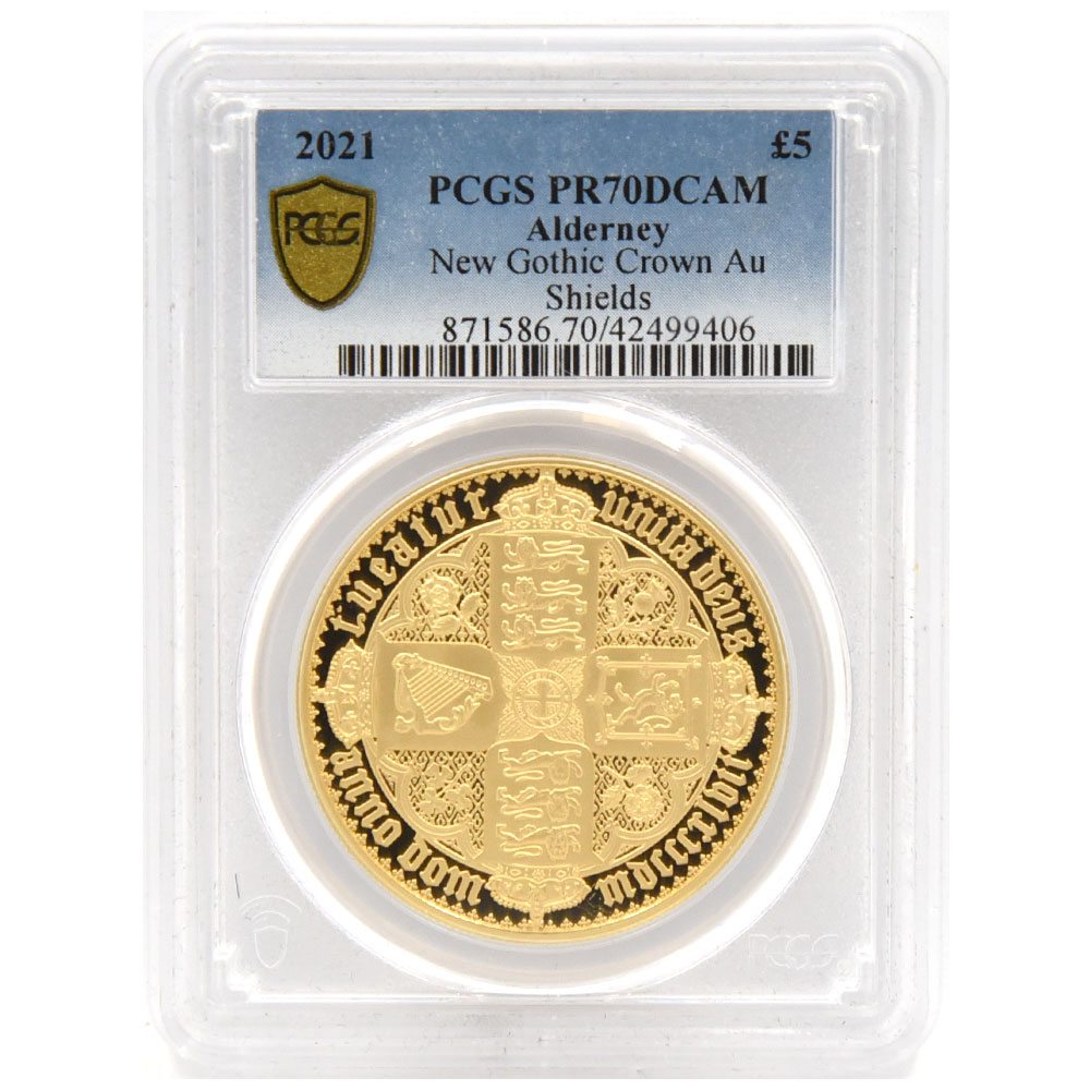 2枚セット】オルダニー 2021 エリザベス2世 5ポンド 金貨 PCGS