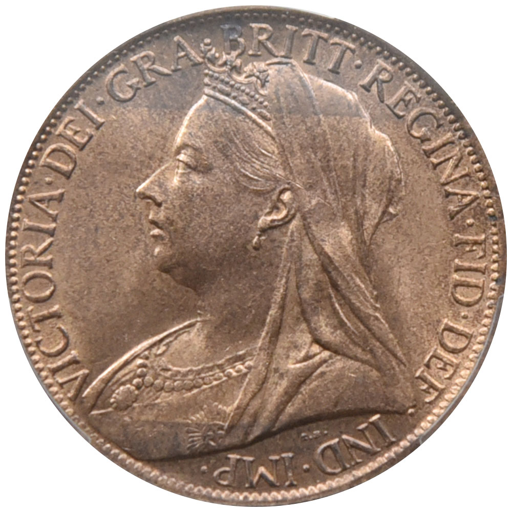 イギリス 1901 ヴィクトリア 1ペニー(デナリウス) 銅貨 PCGS MS64RB