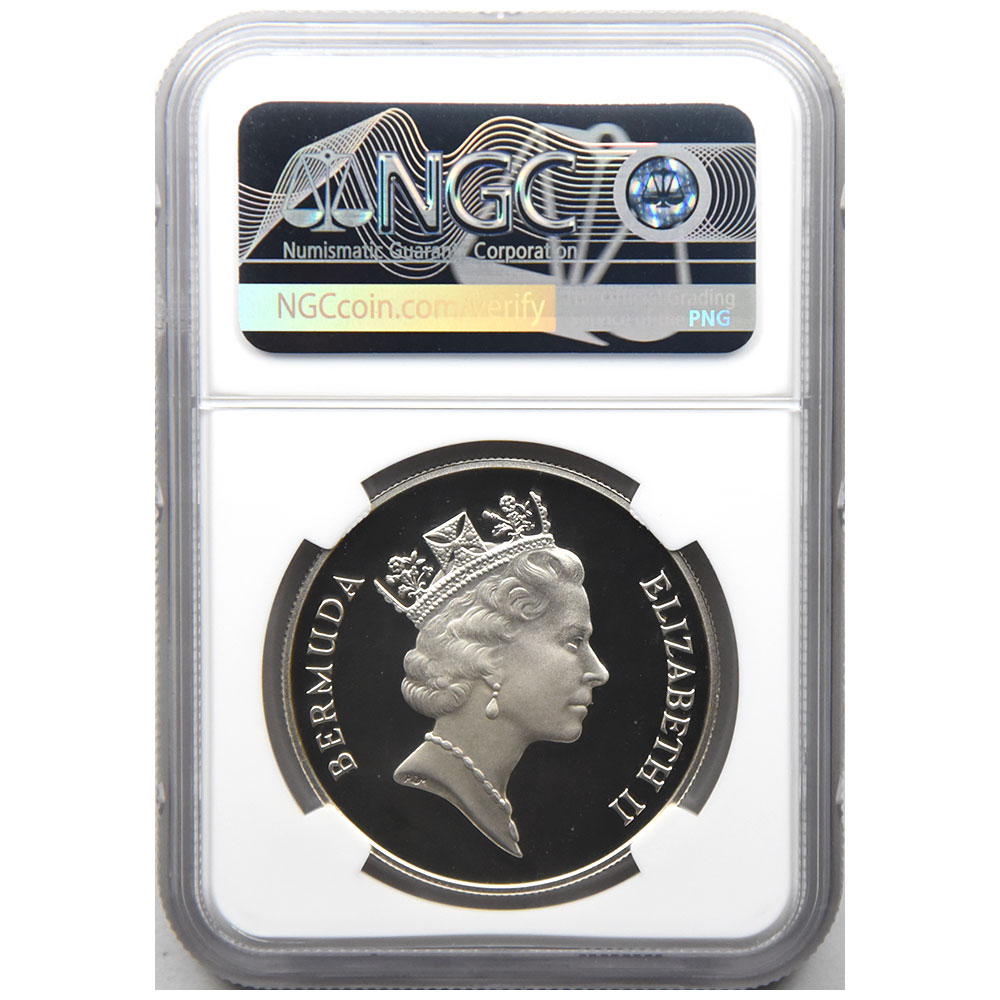 英領バーミューダ エリザベス2世 発見350周年記念 1 クラウン銀貨 1959