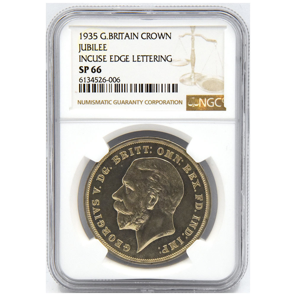 イギリス 1935 ジョージ5世 クラウン 銀貨 NGC SP 66 シルバー