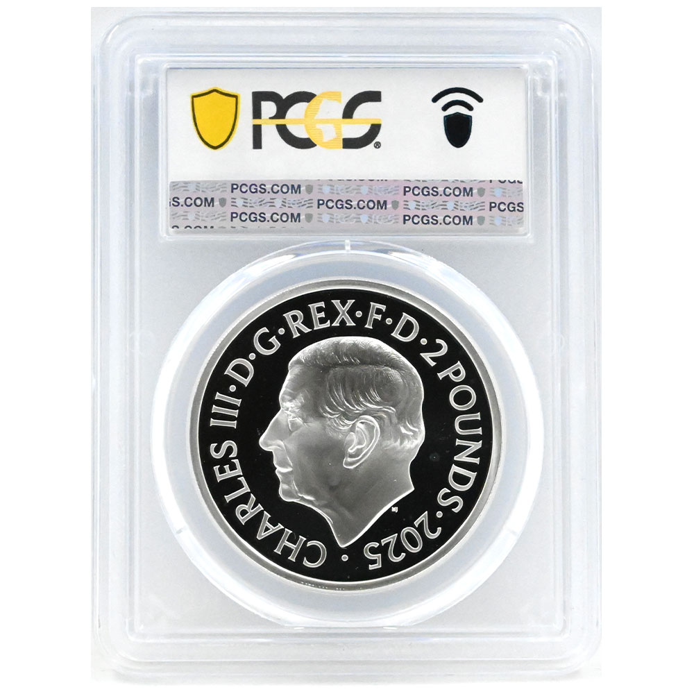 イギリス 2025 チャールズ3世 2ポンド 1オンス 銀貨 PCGS PR70DCAM