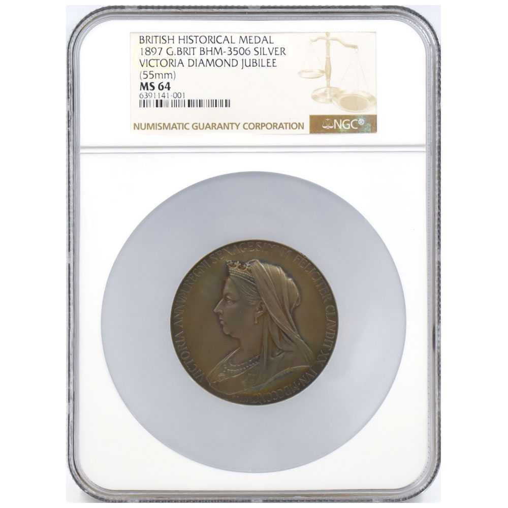 イギリス 1897 ヴィクトリア女王 英国歴史メダル 銀貨 NGC MS64