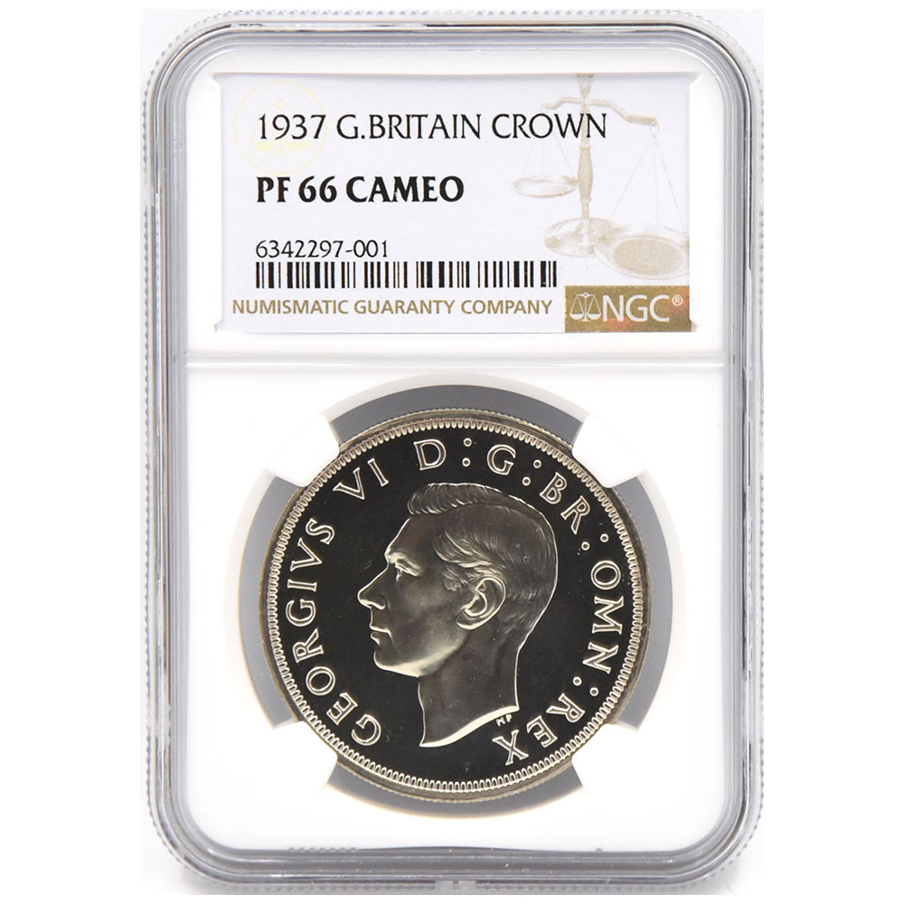 イギリス 1937 ジョージ6世 クラウン 銀貨 NGC PF66CAMEO 6342297001