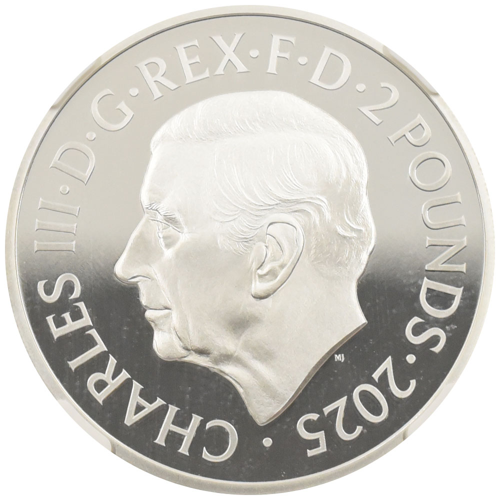 イギリス 2025 チャールズ3世 2ポンド 1オンス 銀貨 NGC PF70UC