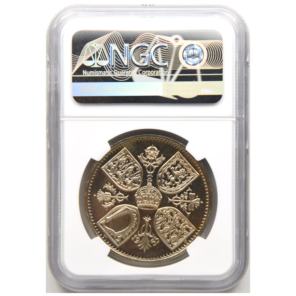 イギリス 1953 エリザベス2世 クラウン 白銅貨 NGC PF 65 CAMEO