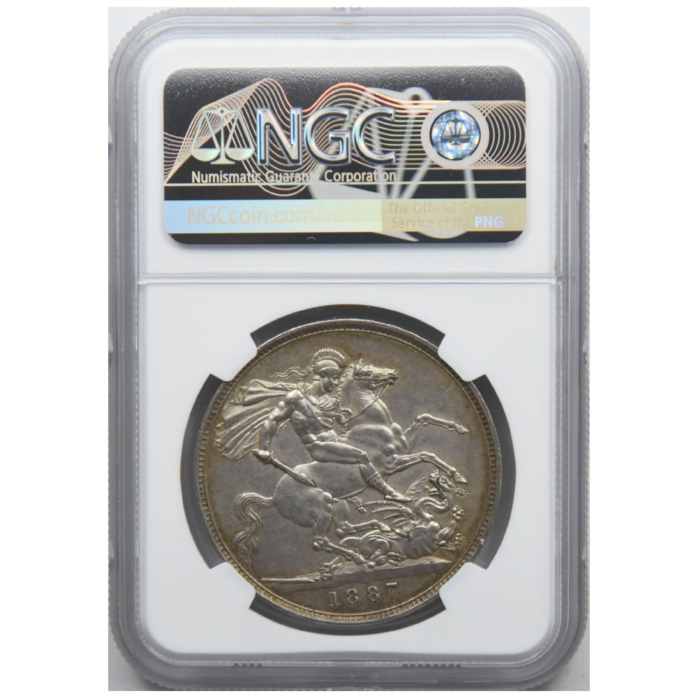イギリス 1887 ヴィクトリア女王 クラウン 銀貨 NGC AU Details 4535473054